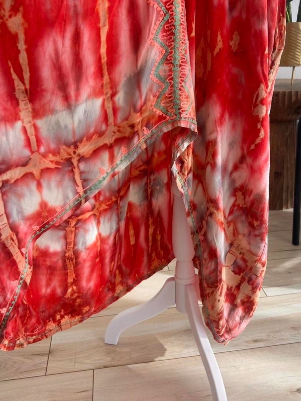 Red Tie-Dye V-Neck Maxi Slip Dress - Picture 3 of 7